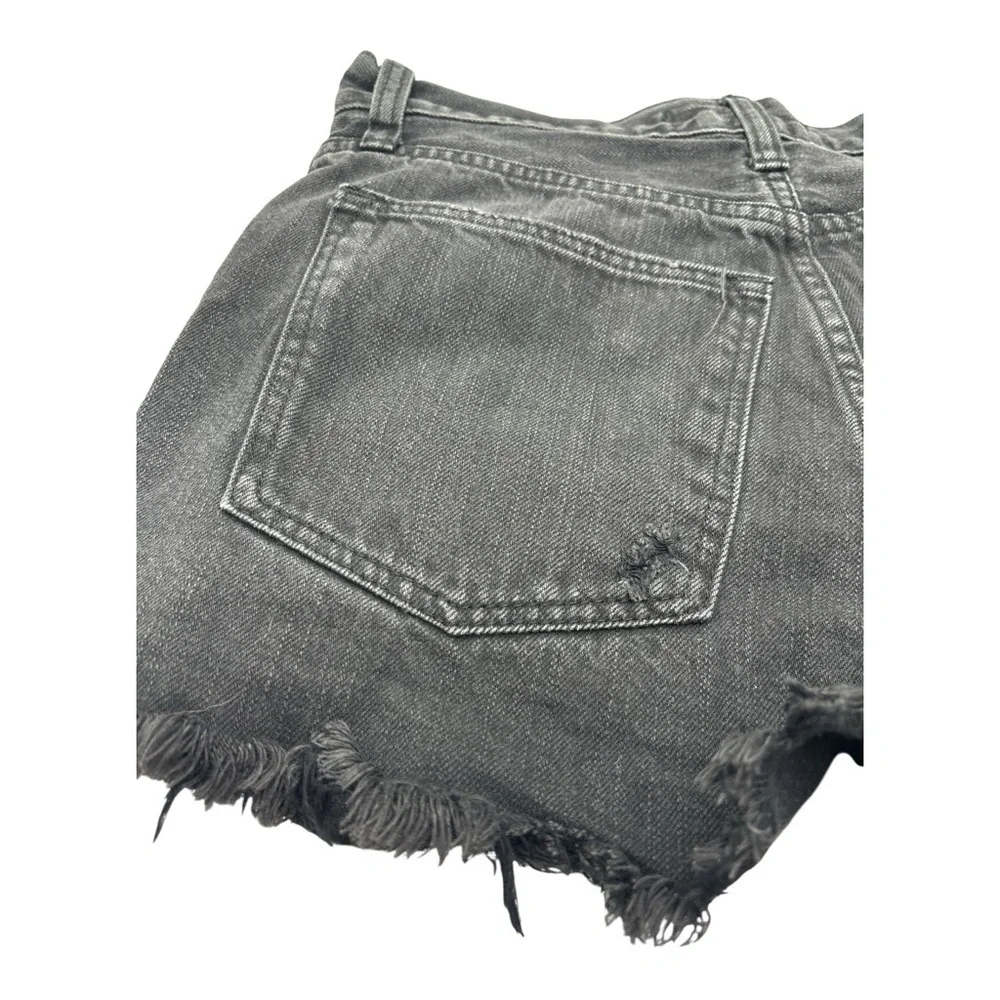 Abercrombie & Fitch High Waist Distressed Black Denim Short Sz 28